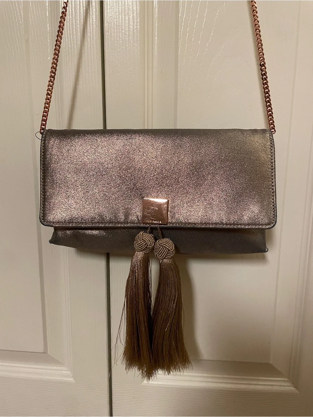 Ted Baker - KATHIE- Satin Brocade Tassel Clutch - Rose Gold -MSRP - $129